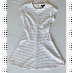 White textured fabric flared dress